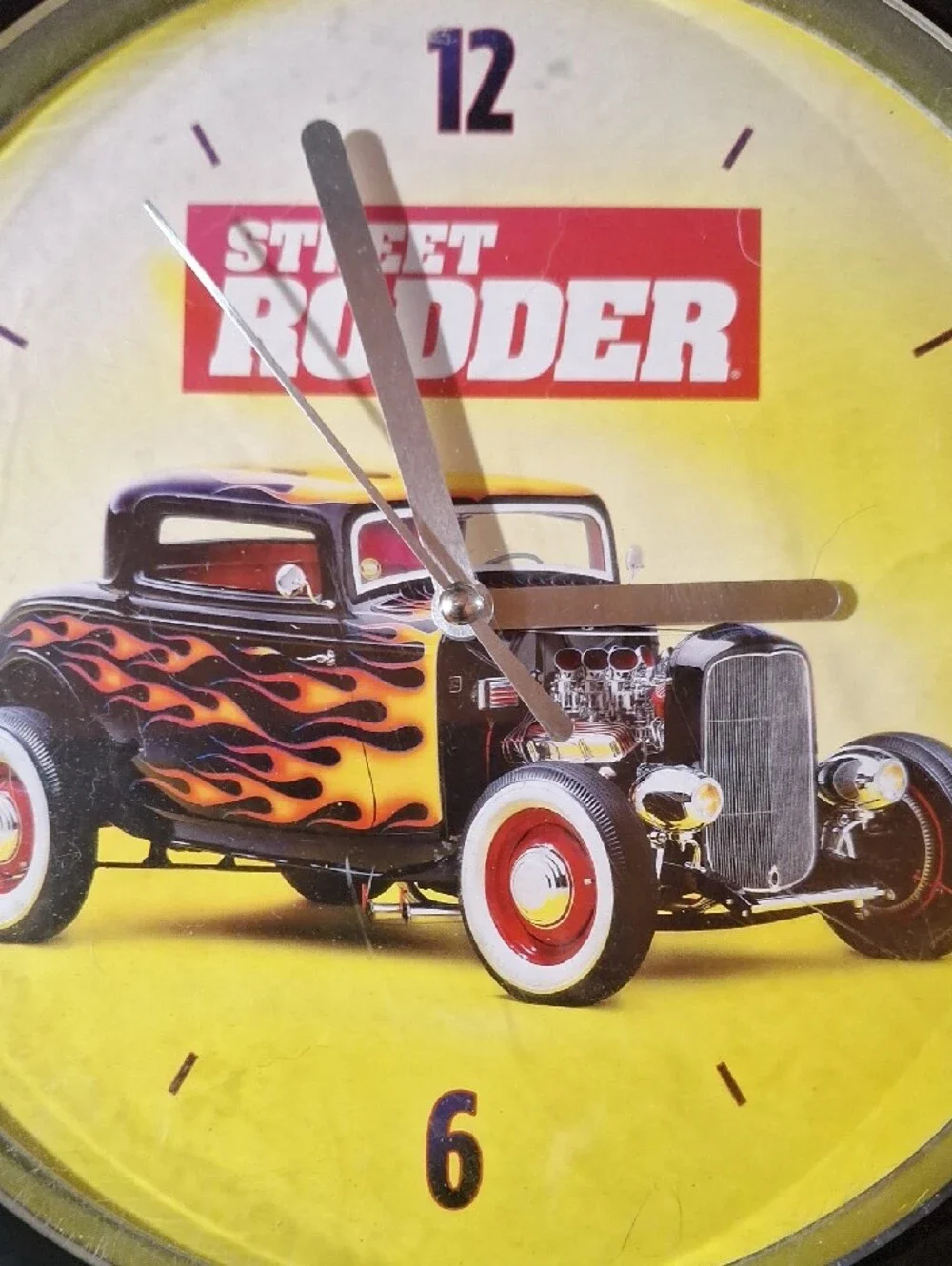 Yellow Hot Rod Wall Clock